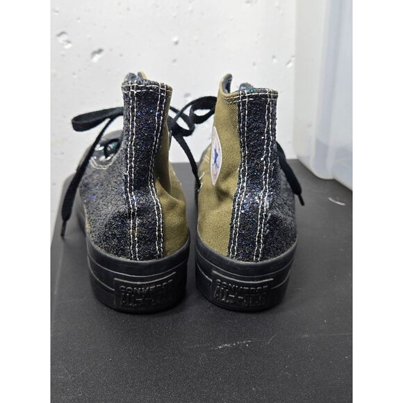 Converse Chuck Taylor All Star Womens Green Black High Platform Glitter Shoes 6 - Picture 4 of 12